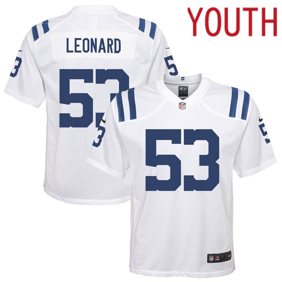 Youth Indianapolis Colts #53 Darius Leonard Nike White Game NFL Jersey